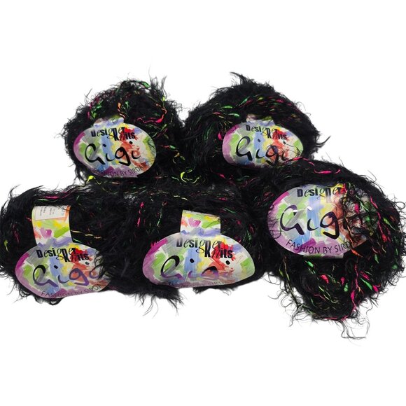 Sirdar Gigi Designer Knits Black Eyelash Yarn 50g 100% Nylon Lot of 5 - Picture 1 of 6